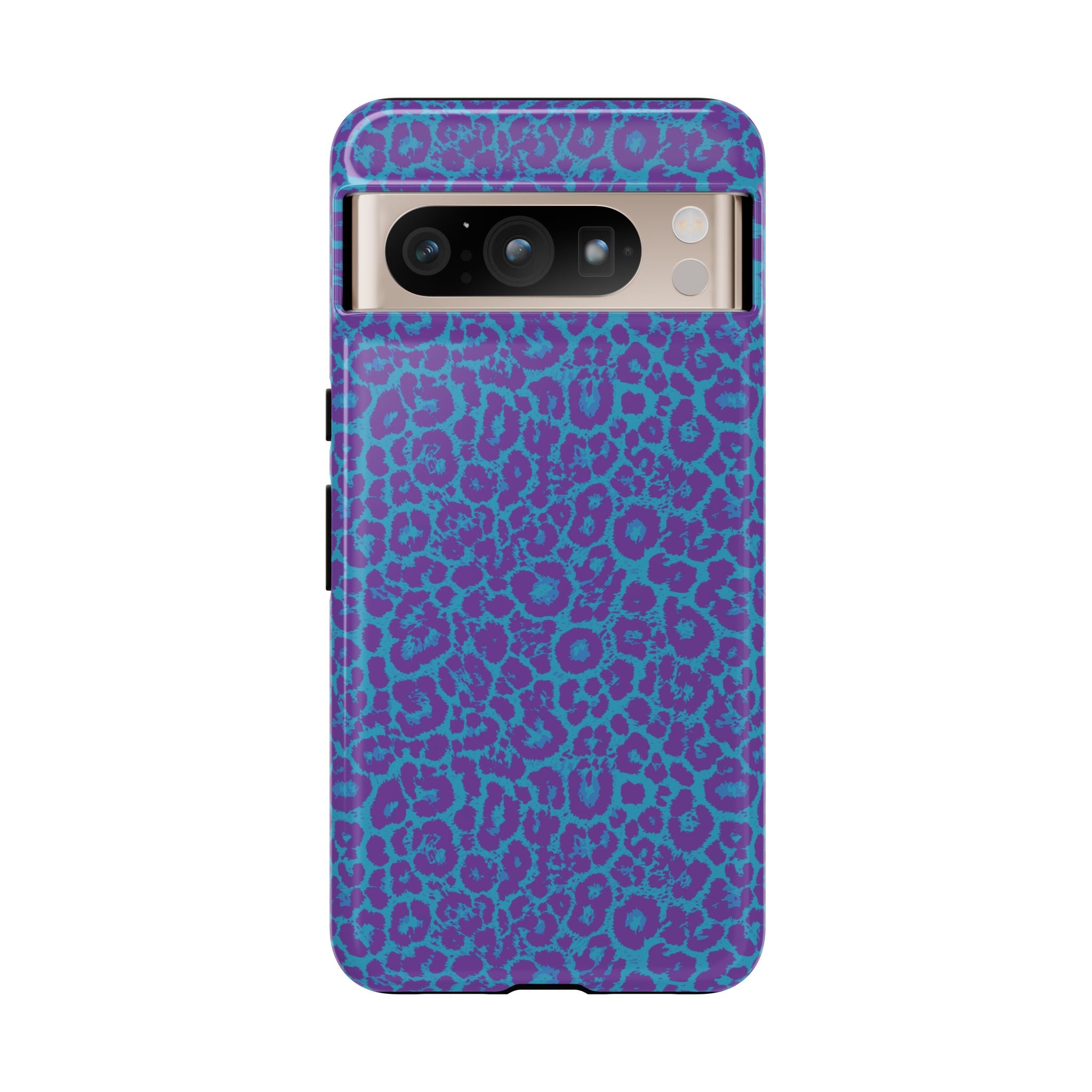 Leopard Printed Purple Blue Tough Phone Case for iPhone, Galaxy, or Google Pixel