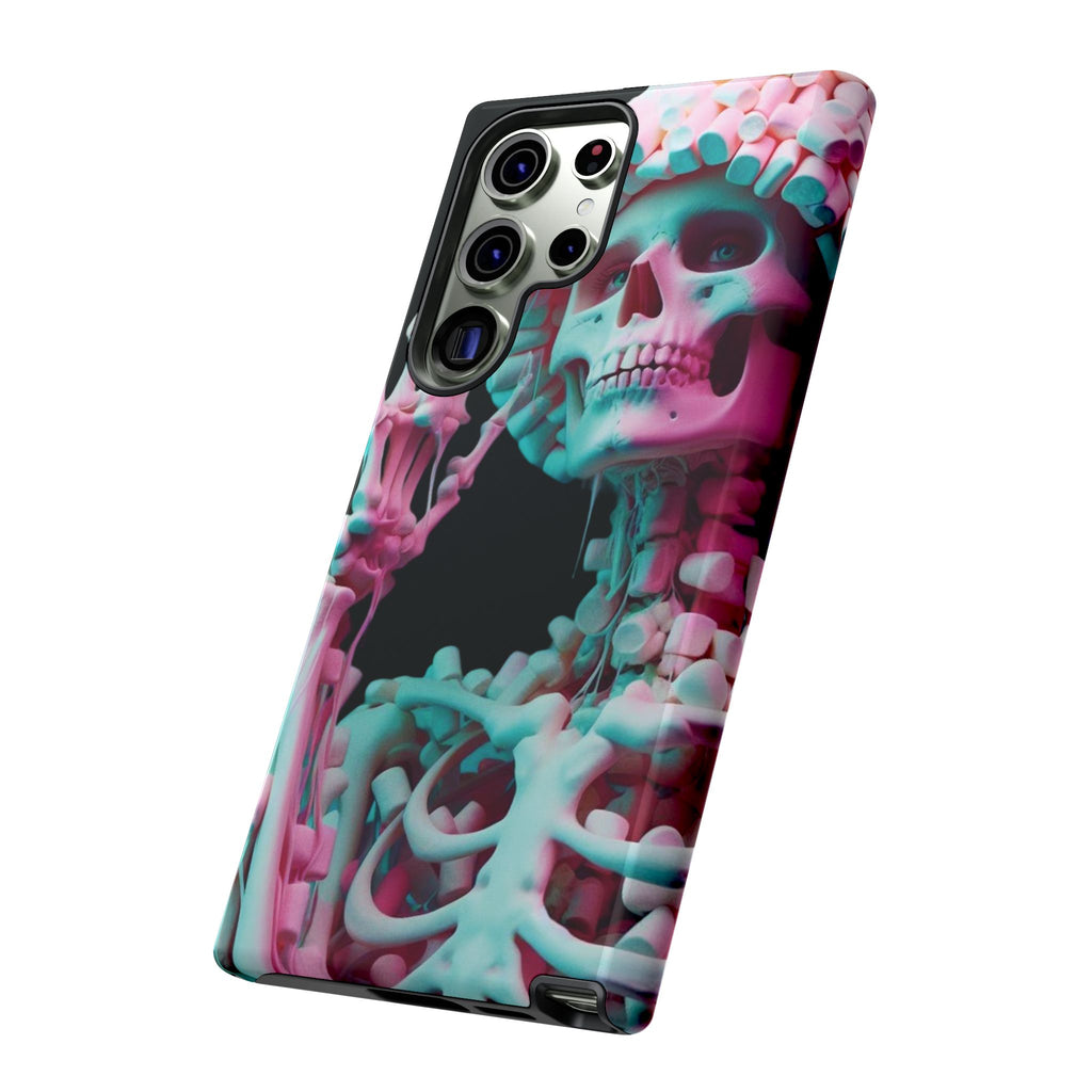 Neon Pink Skeleton (Black) Tough Phone Case for iPhone, Galaxy, or Google Pixel