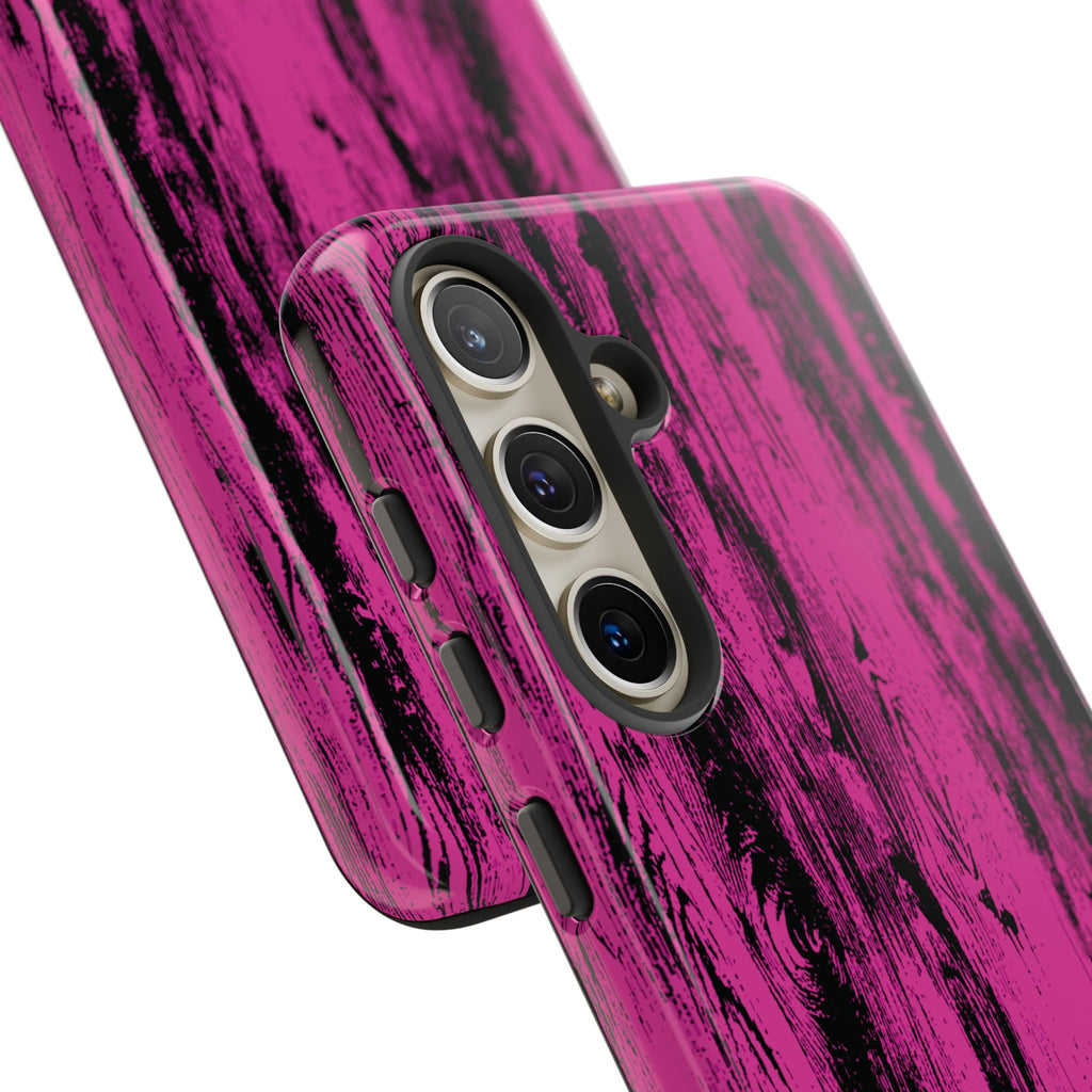 Hot Pink wood print Design Tough Phone Case for iPhone, Galaxy, or Google Pixel