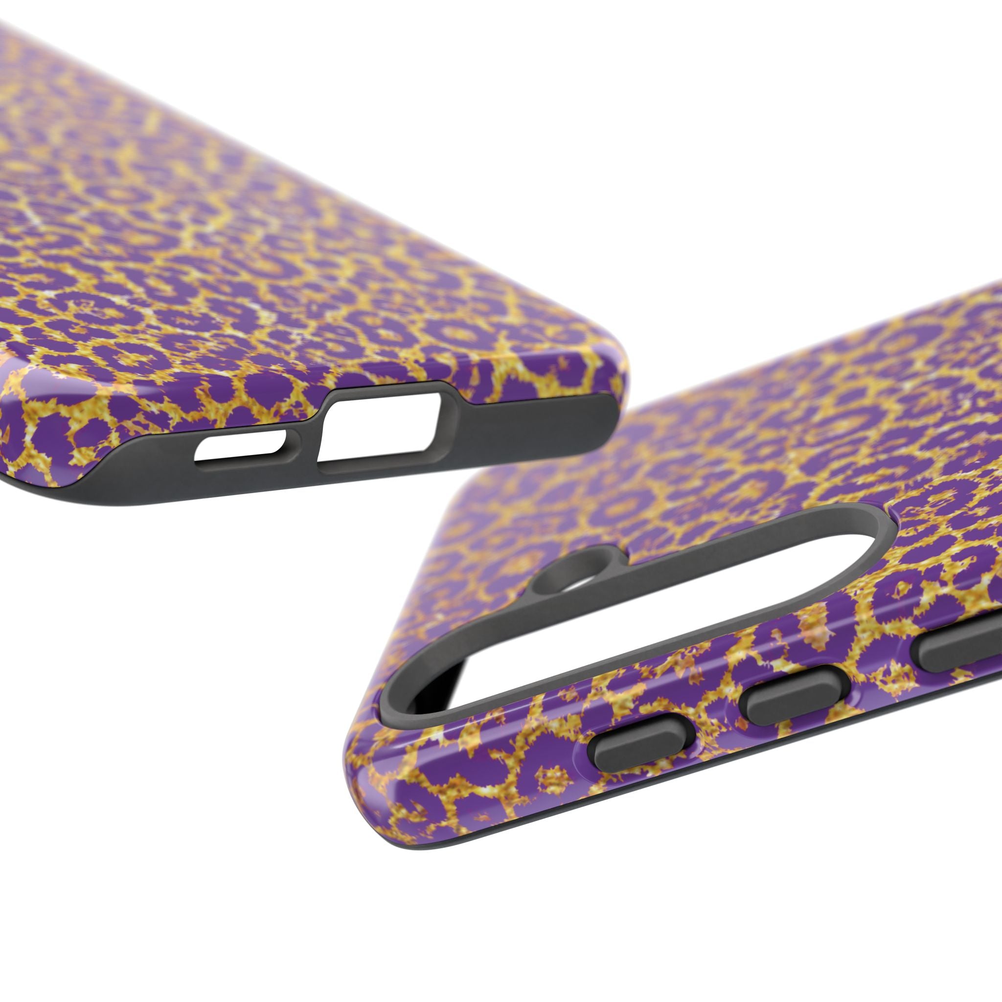 Purple Gold Leopard Tough Phone Case for iPhone, Galaxy, or Google Pixel