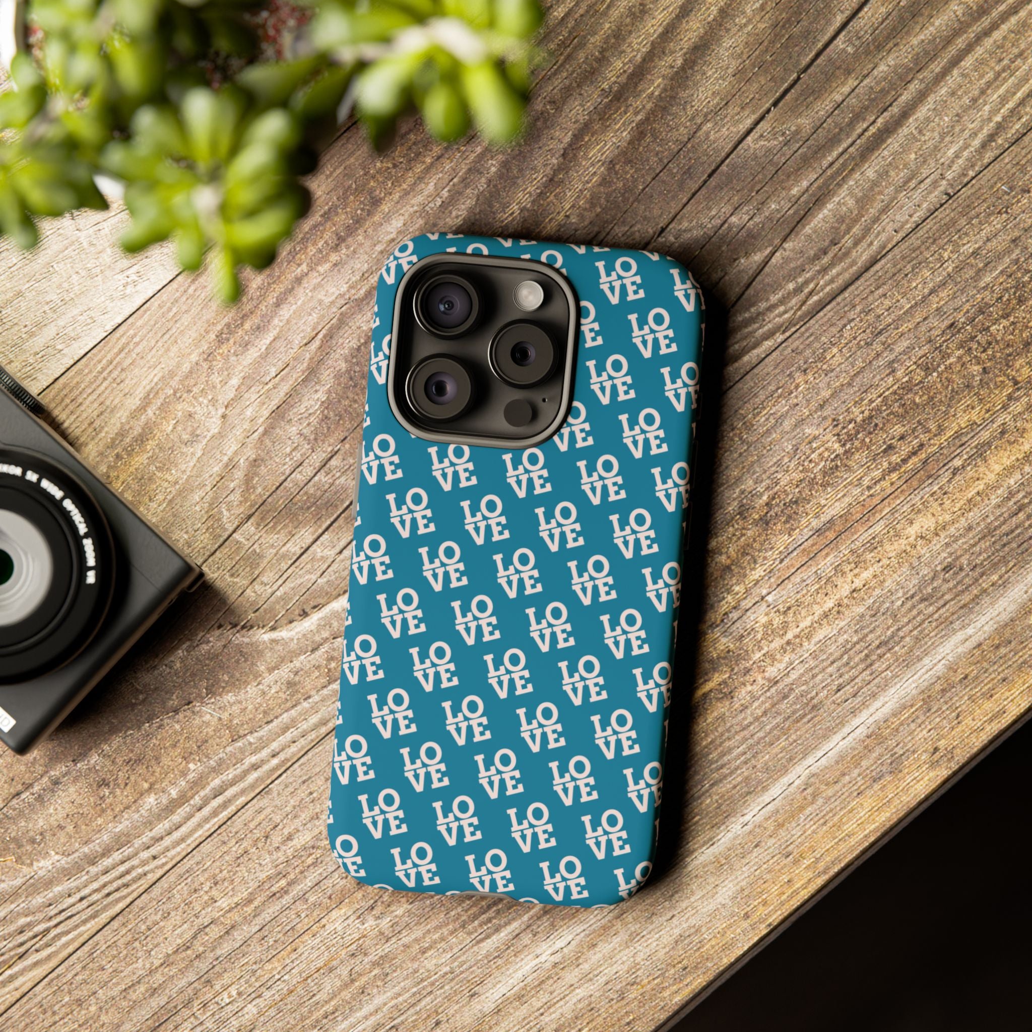 LOVE Teal Green Tough Phone Case iPhone, Galaxy, or Google Pixel