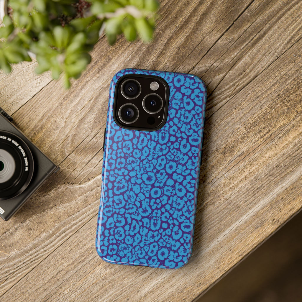 Blue Purple Leopard Tough Phone Case iPhone, Galaxy, or Google Pixel