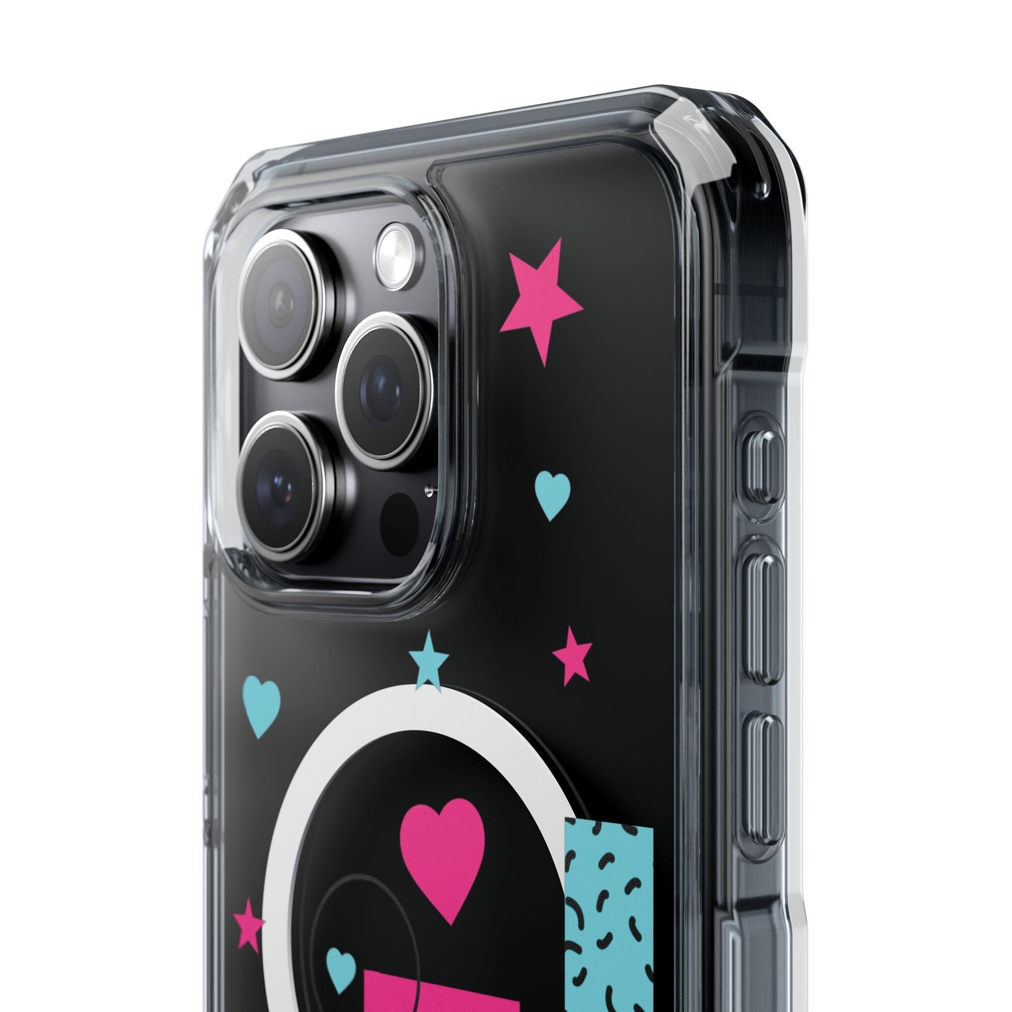 LOVE Retro Blocks Magnetic iPhone 14, 15, 16 Series Clear Impact Cases