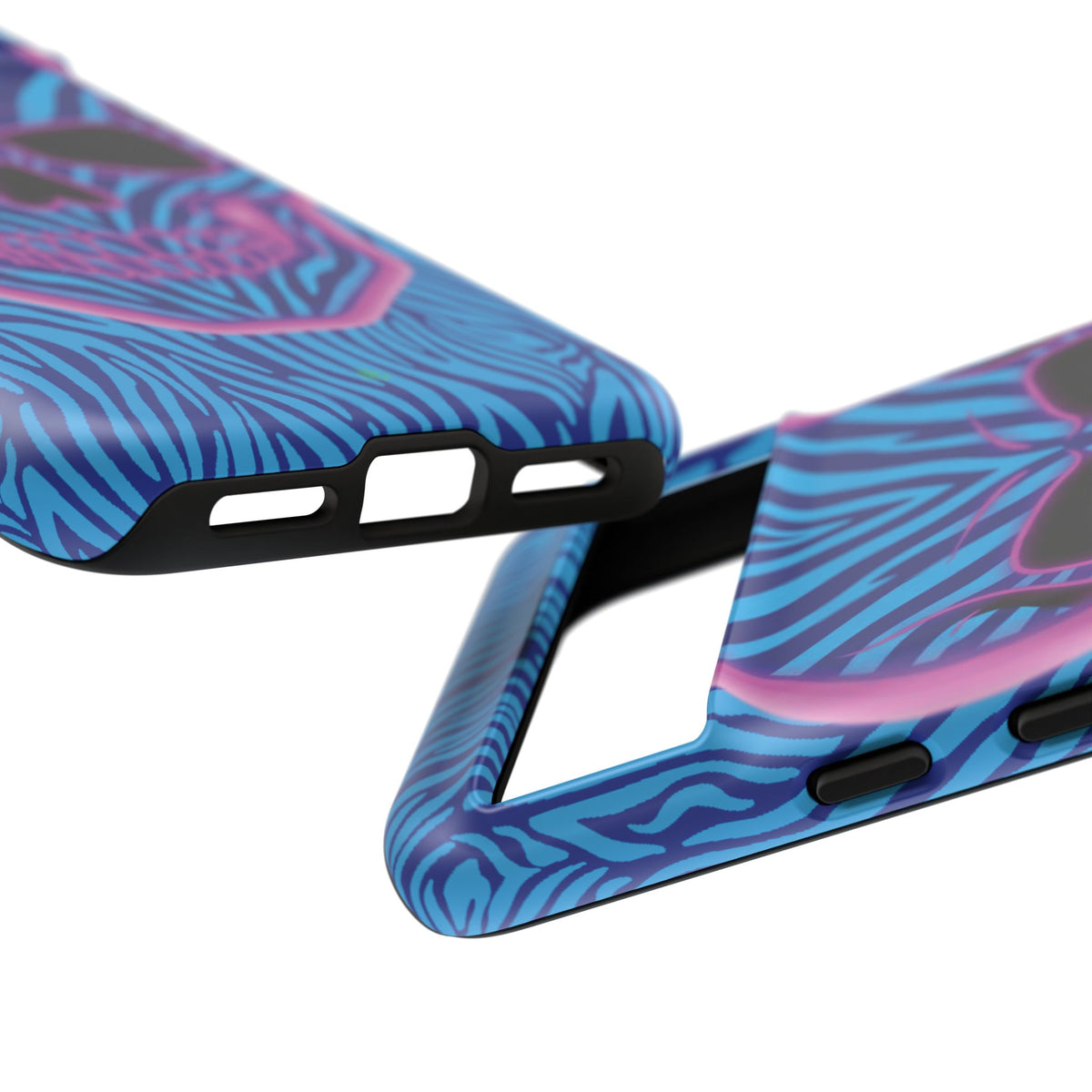 Neon Zebra Skull Tough Phone Case for iPhone, Galaxy, or Google Pixel