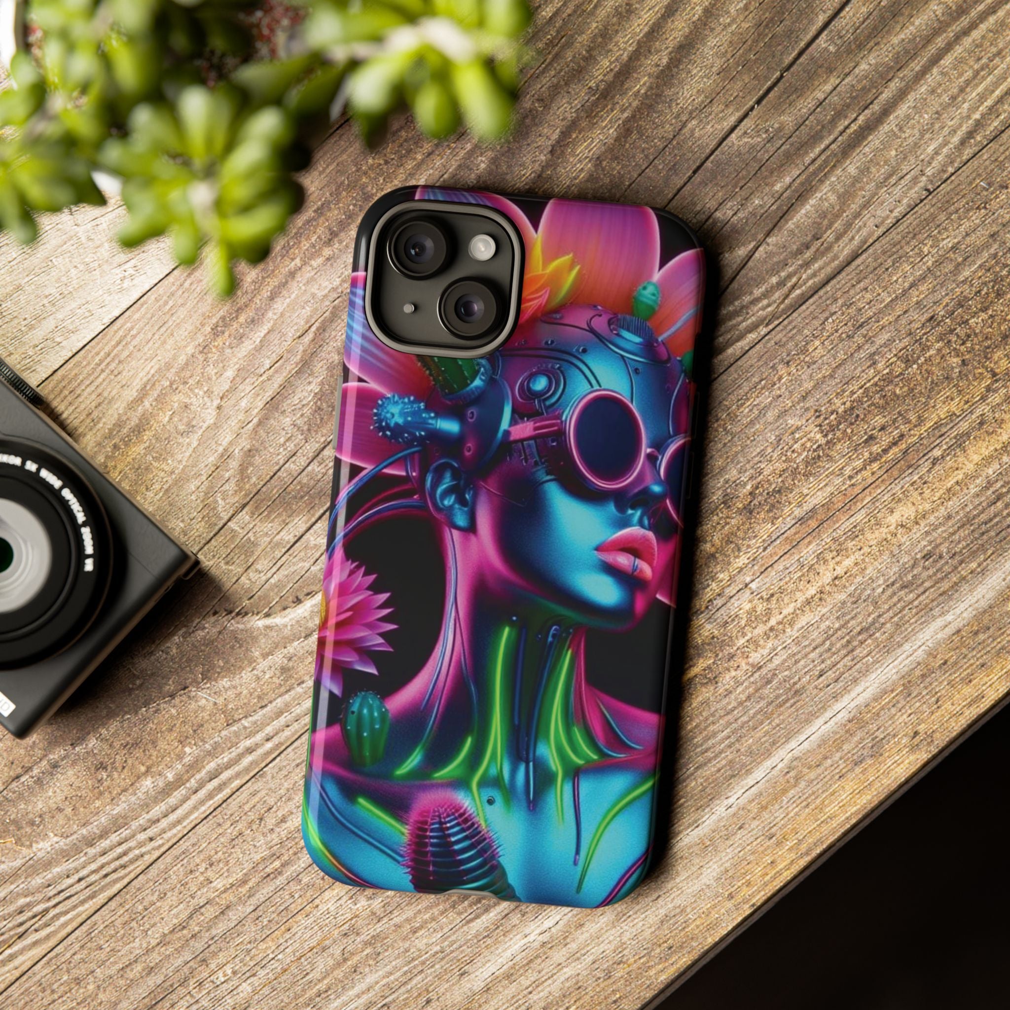 Neon Androgen Cactus Flower Tough Phone Case for iPhone, Galaxy, or Google Pixel
