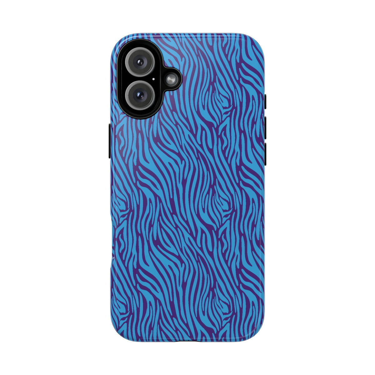 Zebra Print Blue and Purple Tough Case for iPhone, Galaxy or Google Pixel