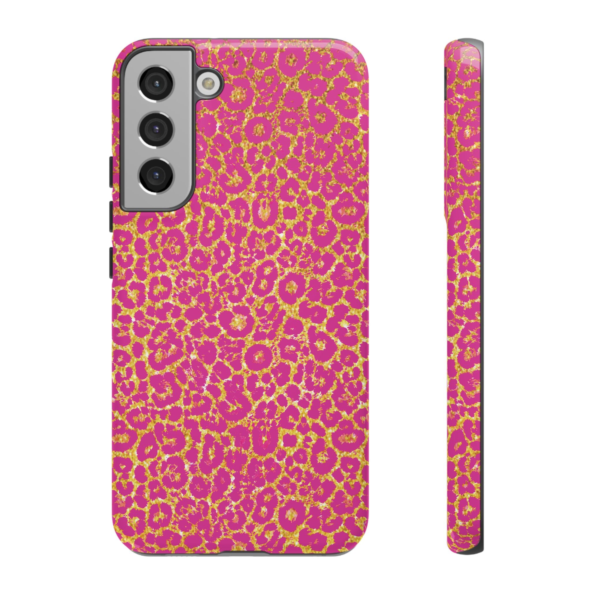 Pink Gold Leopard Tough Case for iPhone, Galaxy, or Google Pixel