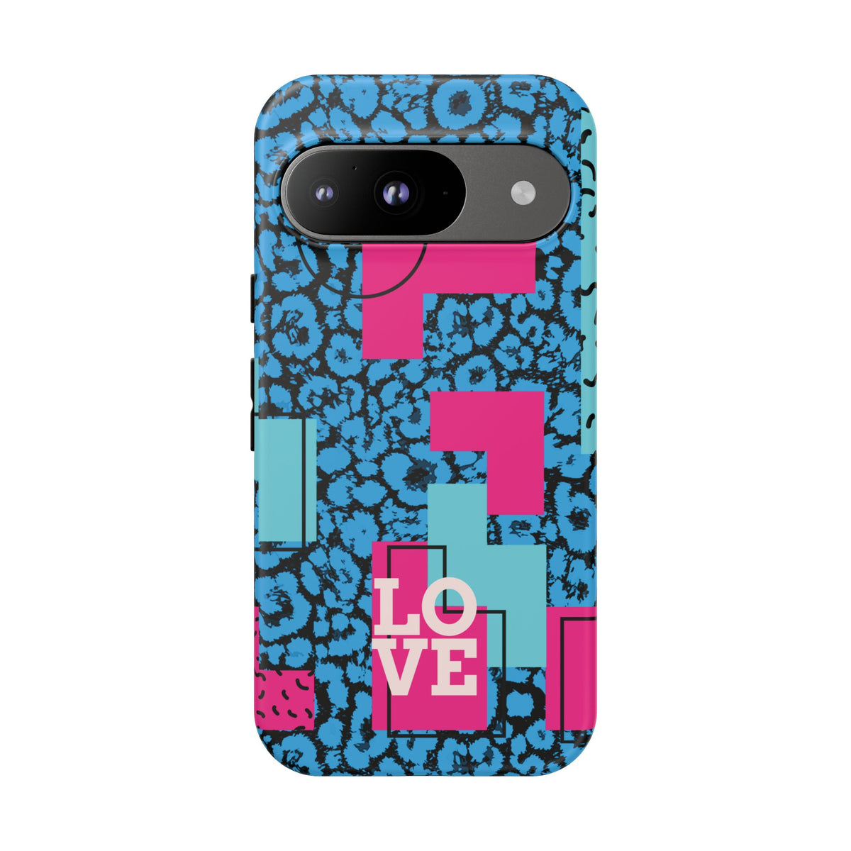 LOVE Blue Leopard 80s Vibe Tough Case for iPhone, Galaxy, or Google Pixel