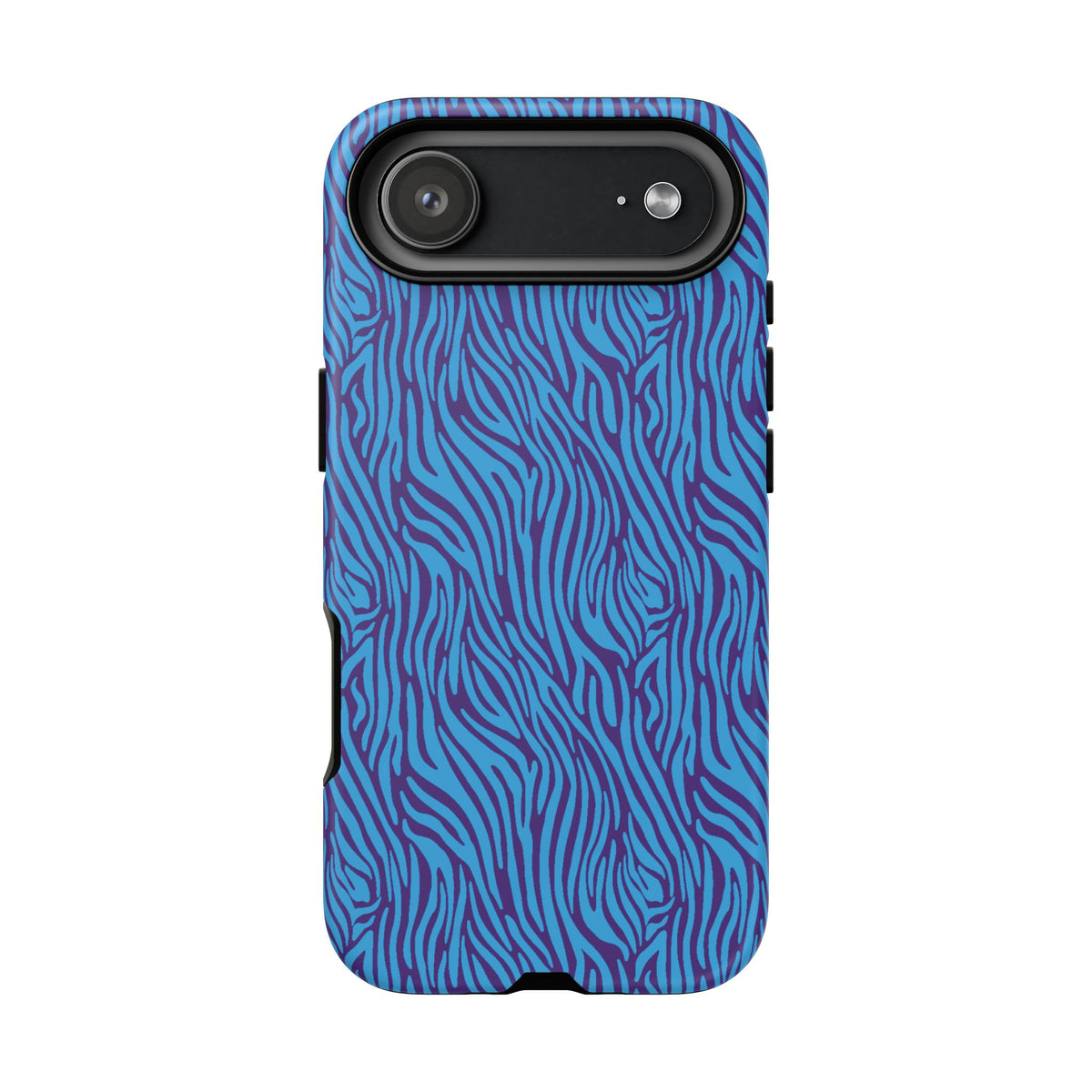 Zebra Print Blue and Purple Tough Case for iPhone, Galaxy or Google Pixel