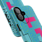 LOVE Aqua Blue Leopard RG Tough Phone Case iPhone, Galaxy, or Google Pixel