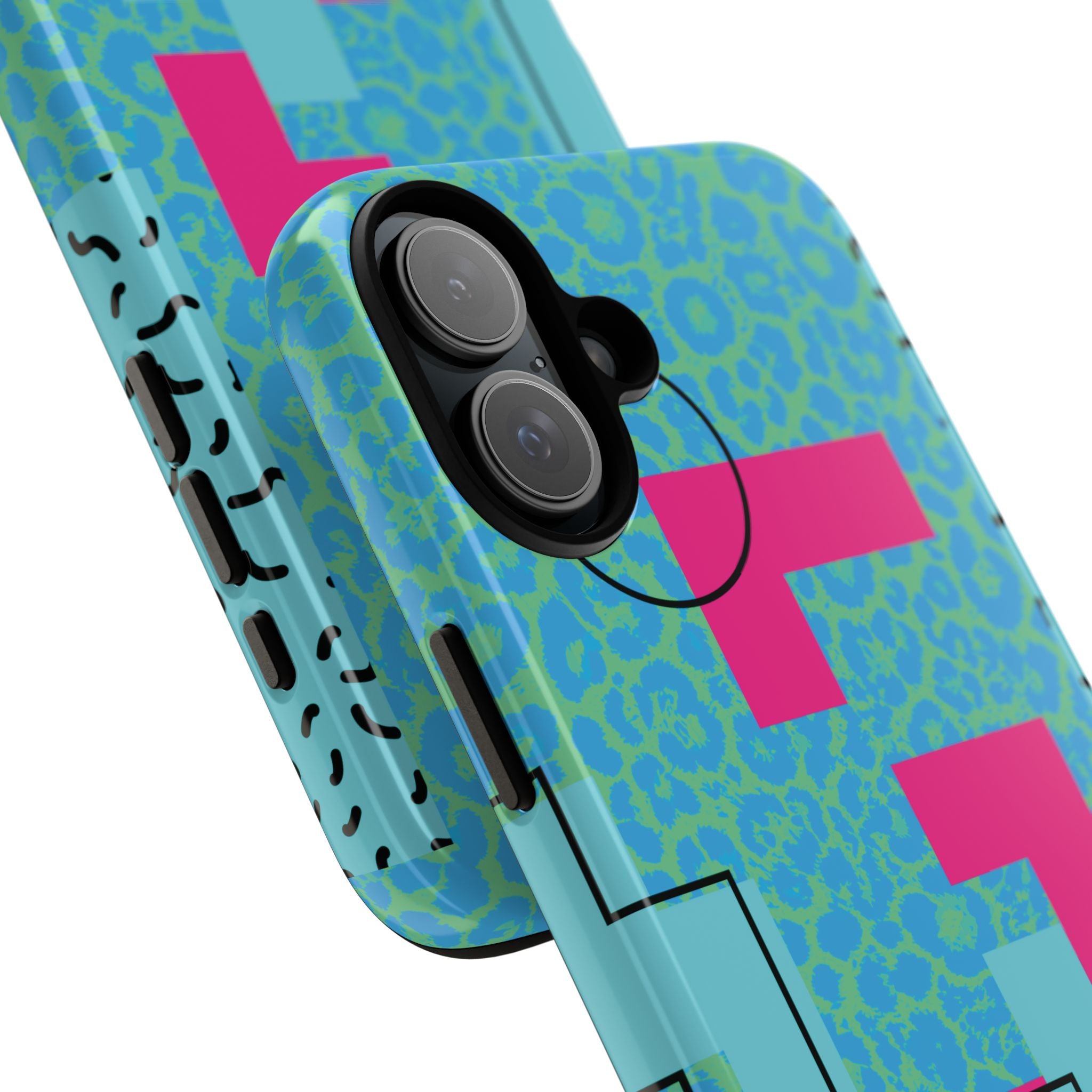 LOVE Aqua Blue Leopard RG Tough Phone Case iPhone, Galaxy, or Google Pixel