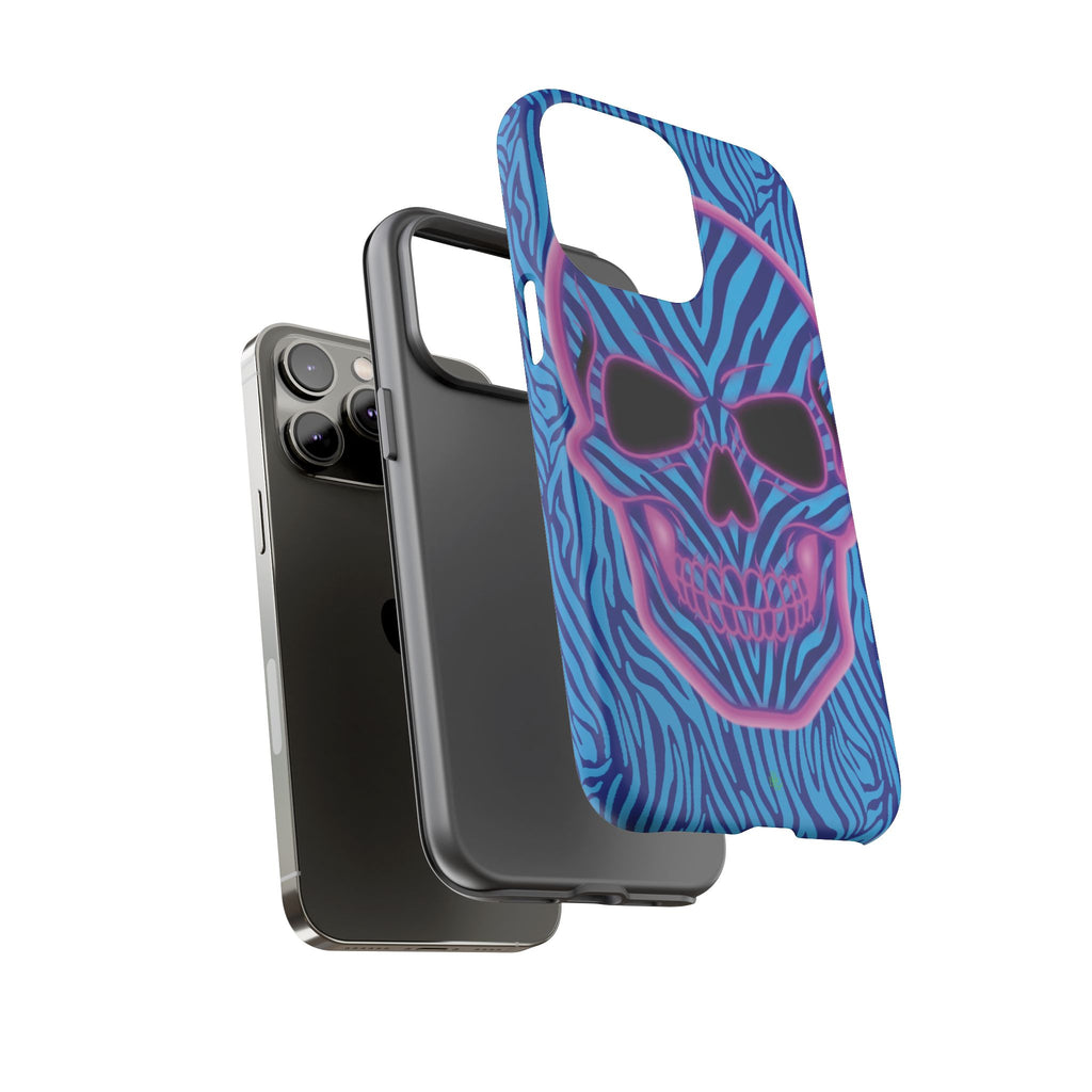 Neon Zebra Skull Tough Phone Case for iPhone, Galaxy, or Google Pixel