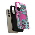Neon Pink Skeleton Tough Phone Case for iPhone, Galaxy and Google Pixel