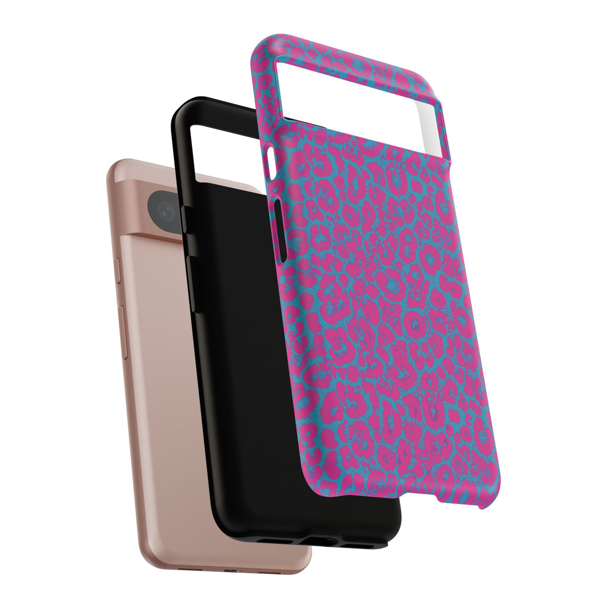 Pink Blue Leopard Tough Phone Case iPhone, Galaxy, or Google Pixel