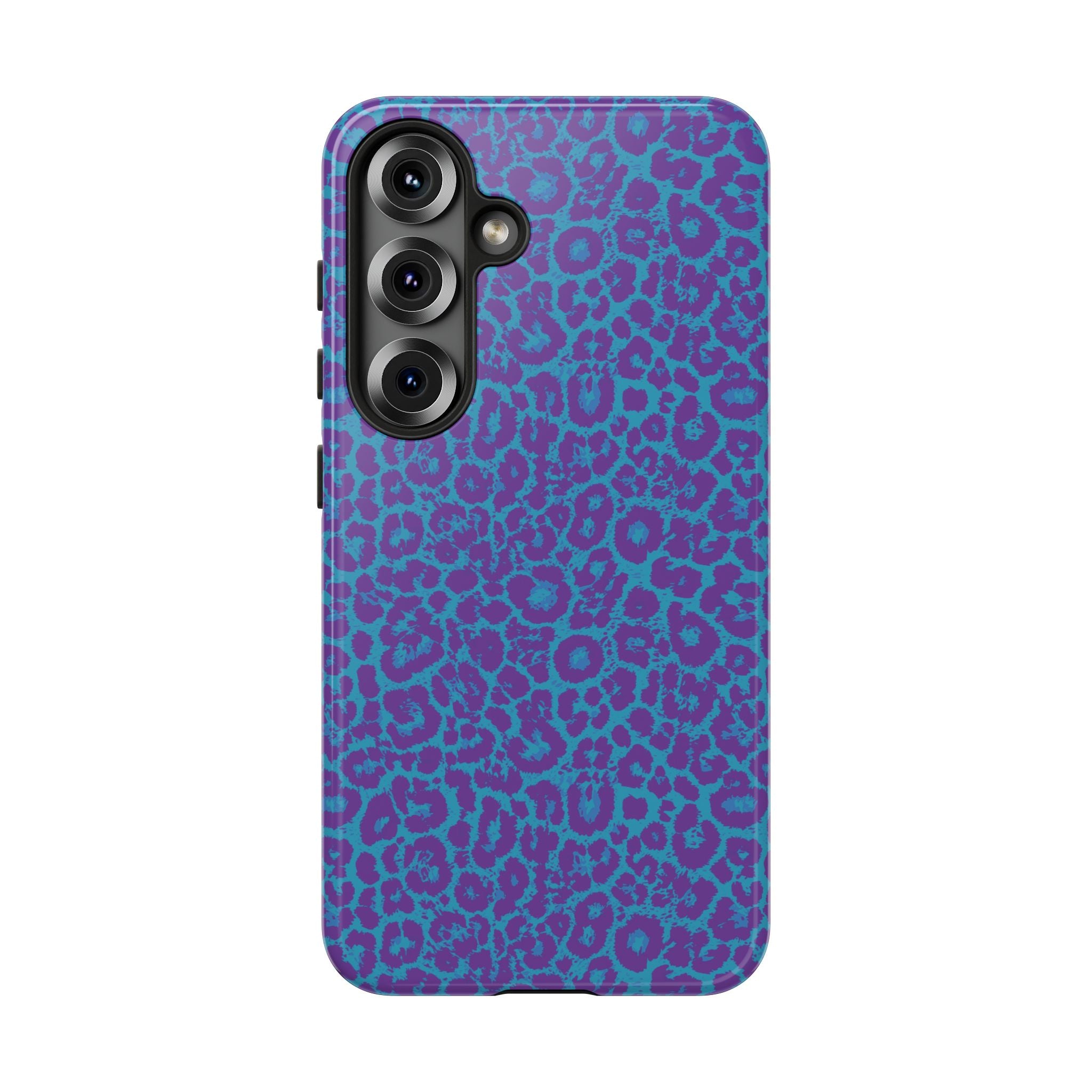 Leopard Printed Purple Blue Tough Phone Case for iPhone, Galaxy, or Google Pixel