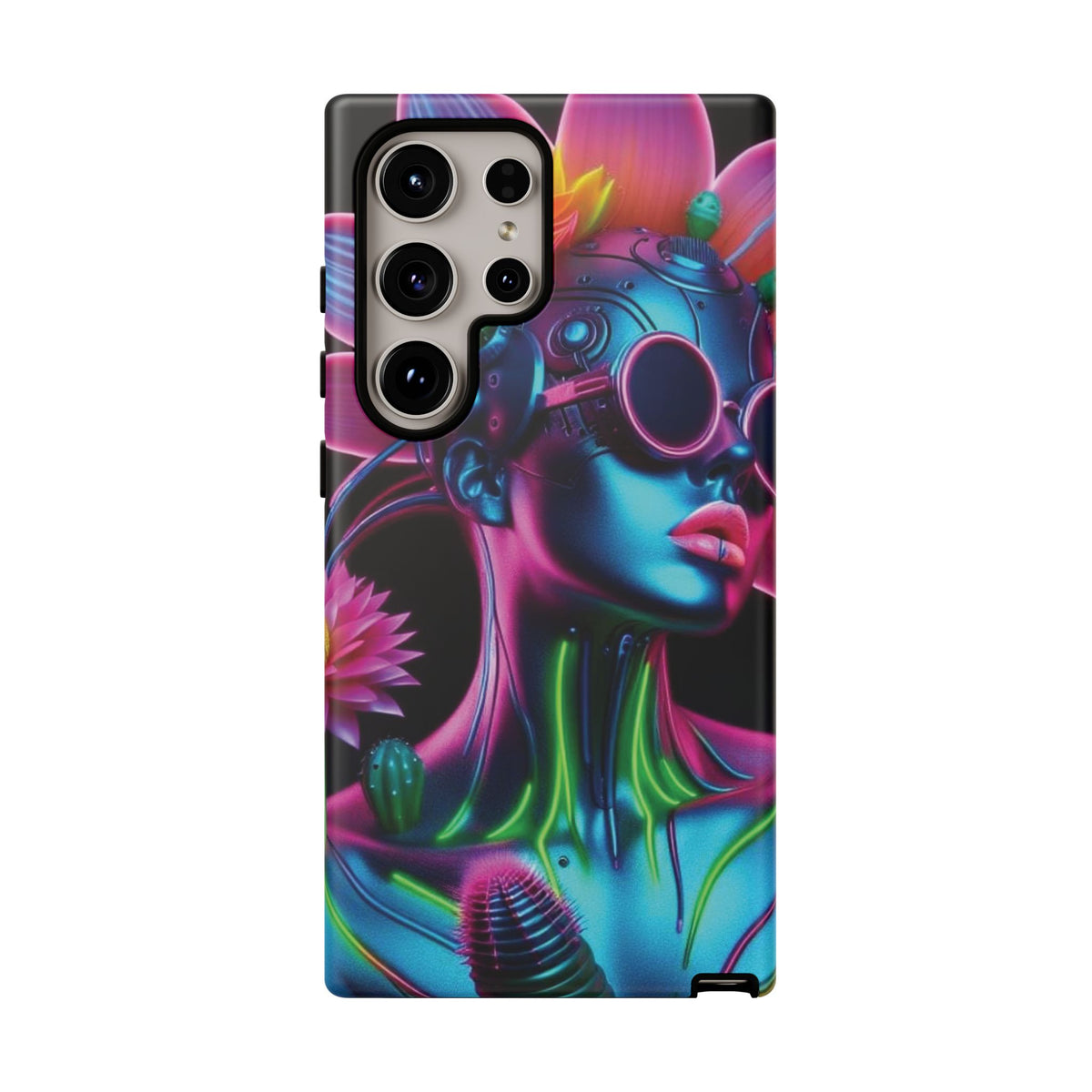 Neon Androgen Cactus Flower Tough Phone Case for iPhone, Galaxy, or Google Pixel
