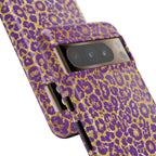 Purple Gold Leopard Tough Phone Case for iPhone, Galaxy, or Google Pixel