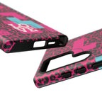 Pink Love Retro Blocks Leopard RG Tough Phone Case for iPhone, Galaxy, or Google Pixel