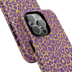 Purple Gold Leopard Tough Phone Case for iPhone, Galaxy, or Google Pixel