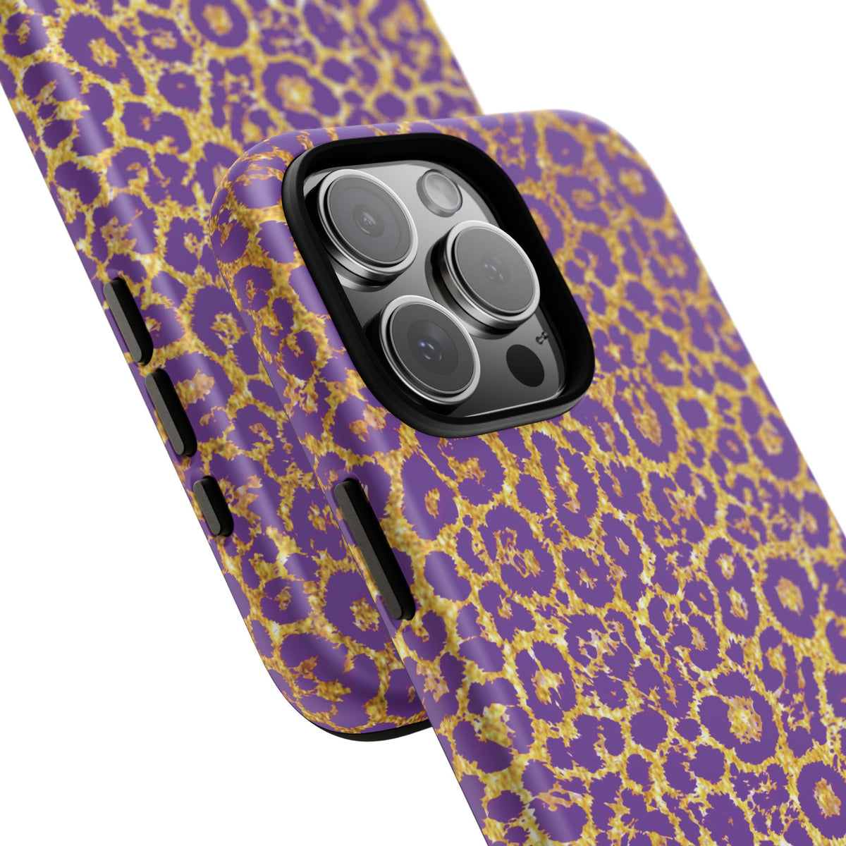 Purple Gold Leopard Tough Phone Case for iPhone, Galaxy, or Google Pixel