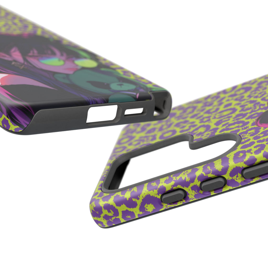 Purple Neon Lime Leopard Kz Tough Case for iPhone, Galaxy, or Google Pixel
