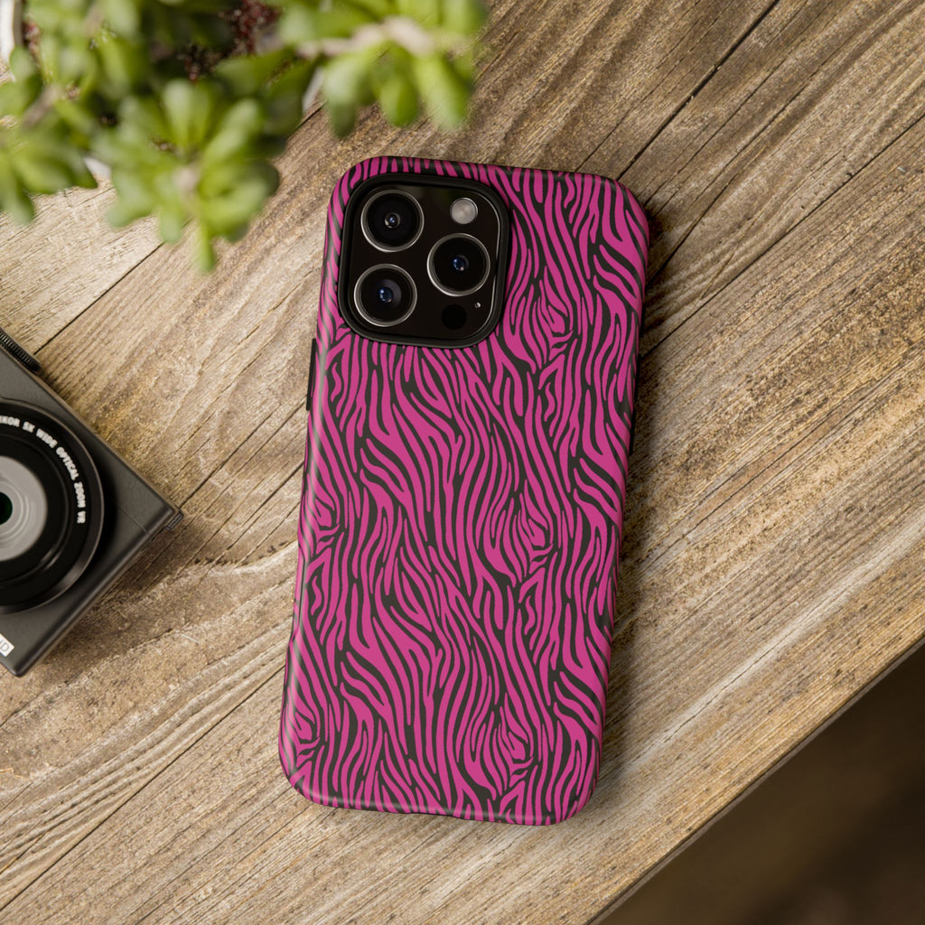 Pink Zebra Tough Phone Case for iPhone, Galaxy, or Google Pixel