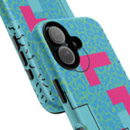 LOVE Aqua Blue Leopard RG Tough Phone Case iPhone, Galaxy, or Google Pixel