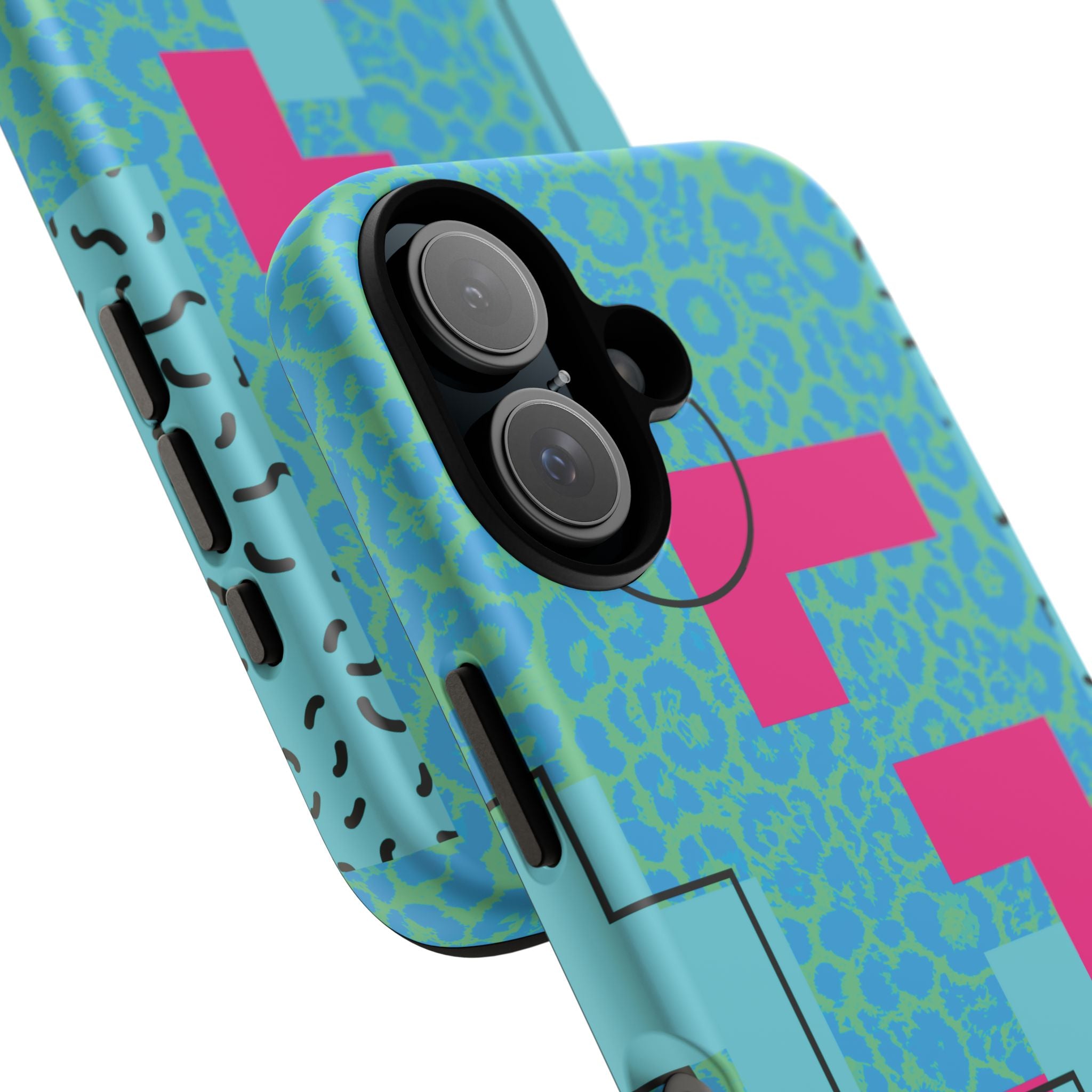 LOVE Aqua Blue Leopard RG Tough Phone Case iPhone, Galaxy, or Google Pixel