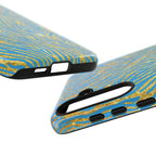 Blue Gold Zebra Tough Case for iPhone, Galaxy, or Google Pixel