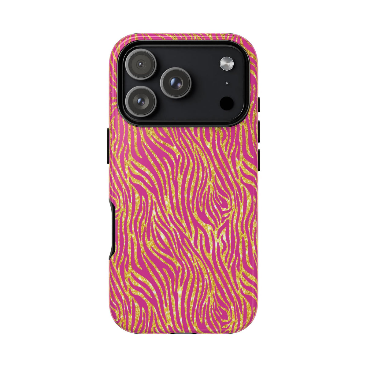 Pink Gold Zebra Print Tough Case for iPhone, Galaxy, or Google Pixel