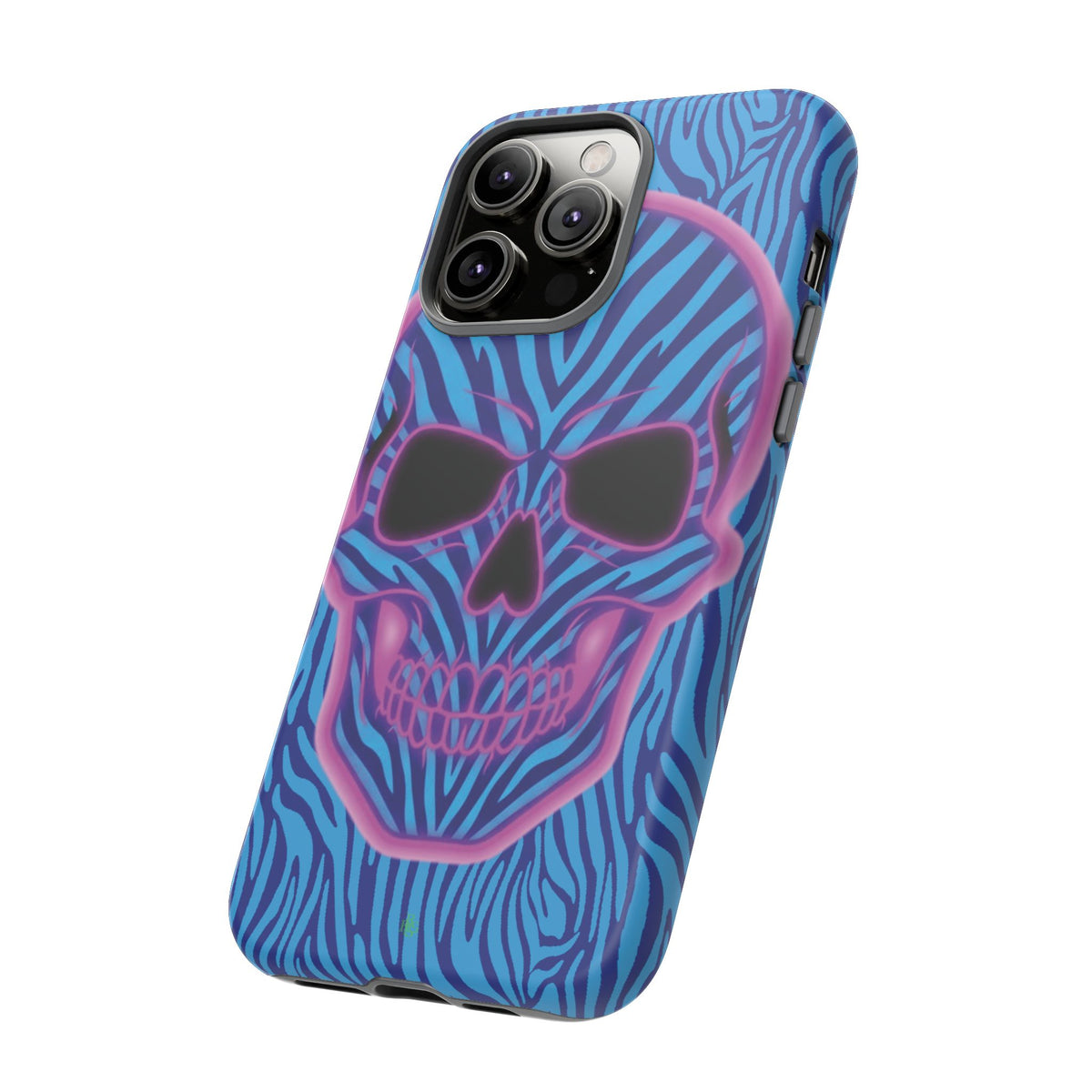 Neon Zebra Skull Tough Phone Case for iPhone, Galaxy, or Google Pixel
