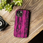 Hot Pink wood print Design Tough Phone Case for iPhone, Galaxy, or Google Pixel