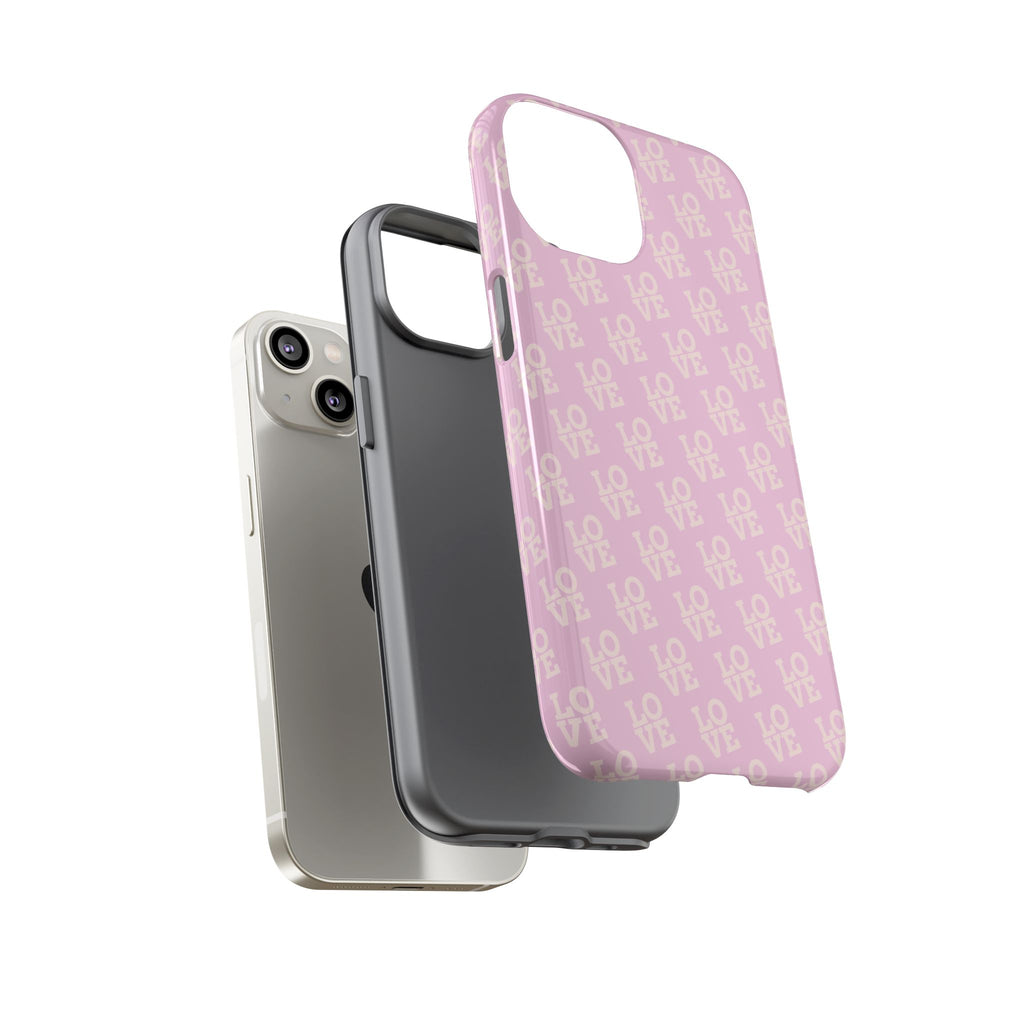 LOVE Pink Tough Phone Case for iPhone, Galaxy, or Google Pixel
