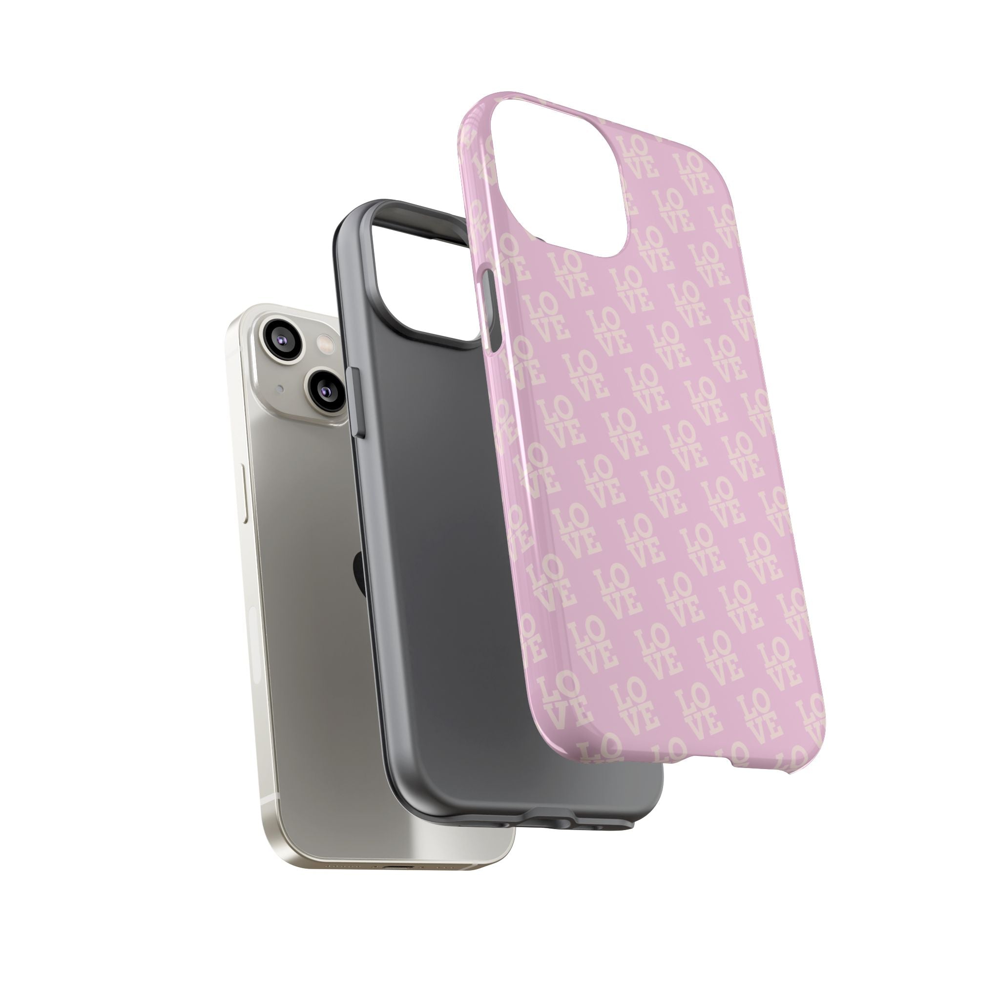 LOVE Pink Tough Phone Case for iPhone, Galaxy, or Google Pixel