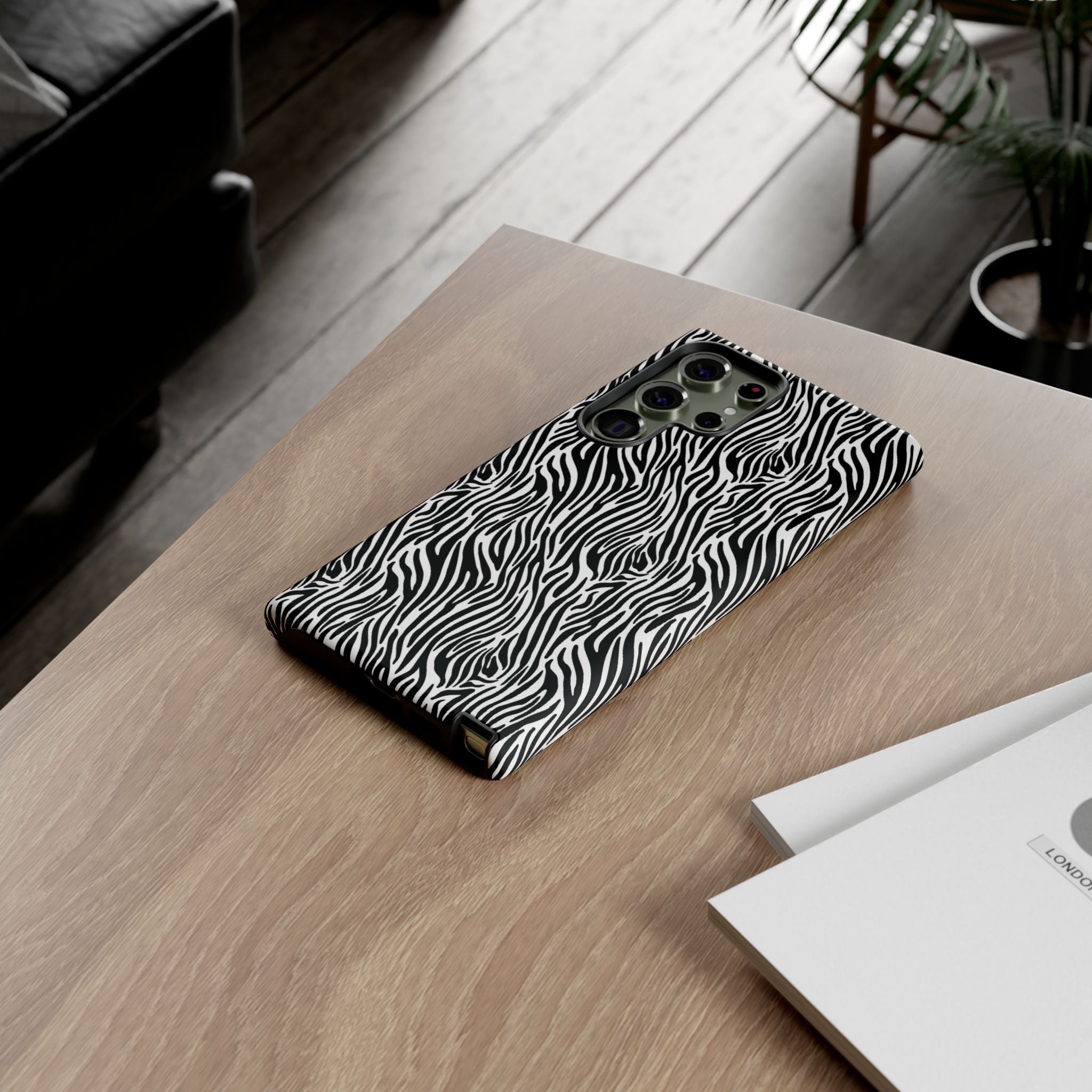 Black and White Zebra Print Tough Case iPhone, Galaxy and Google Pixel