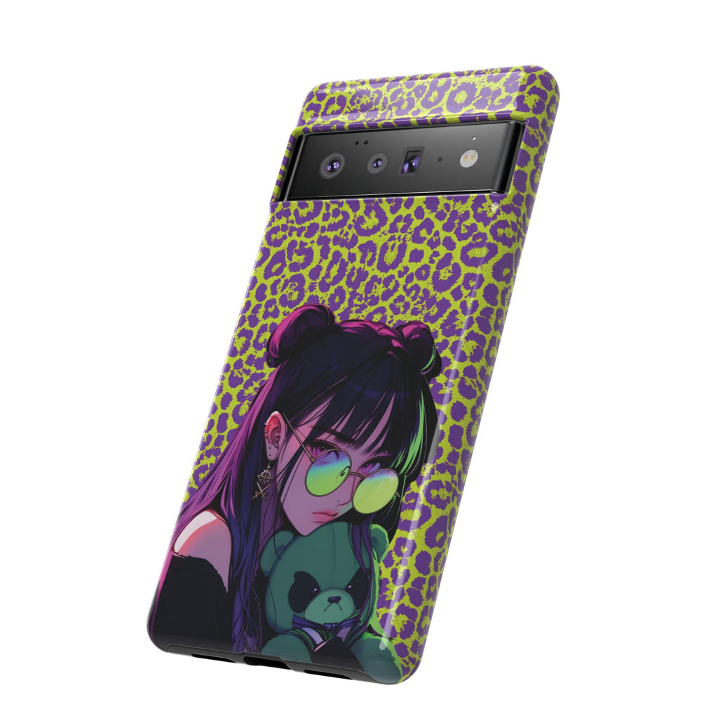 Purple Neon Lime Leopard Kz Tough Case for iPhone, Galaxy, or Google Pixel