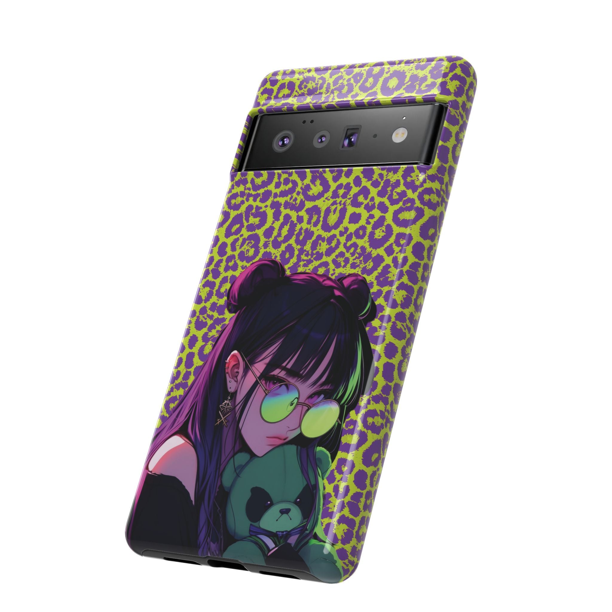 Purple Neon Lime Leopard Kz Tough Case for iPhone, Galaxy, or Google Pixel