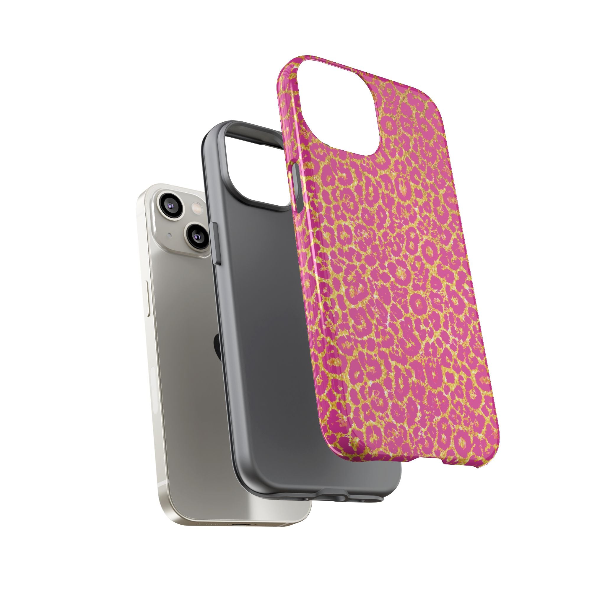 Pink Gold Leopard Tough Case for iPhone, Galaxy, or Google Pixel