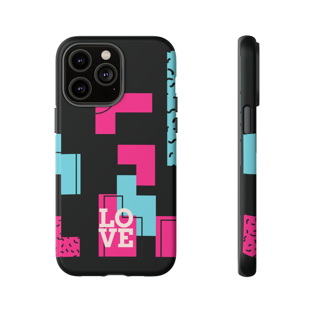 Retro Blocks LOVE Tough Case for iPhone, Galaxy or Google Pixel