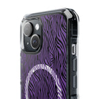 Purple Zebra Magnetic iPhone 14, 15, 16 Series Clear Impact Cases