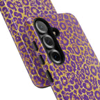 Purple Gold Leopard Tough Phone Case for iPhone, Galaxy, or Google Pixel