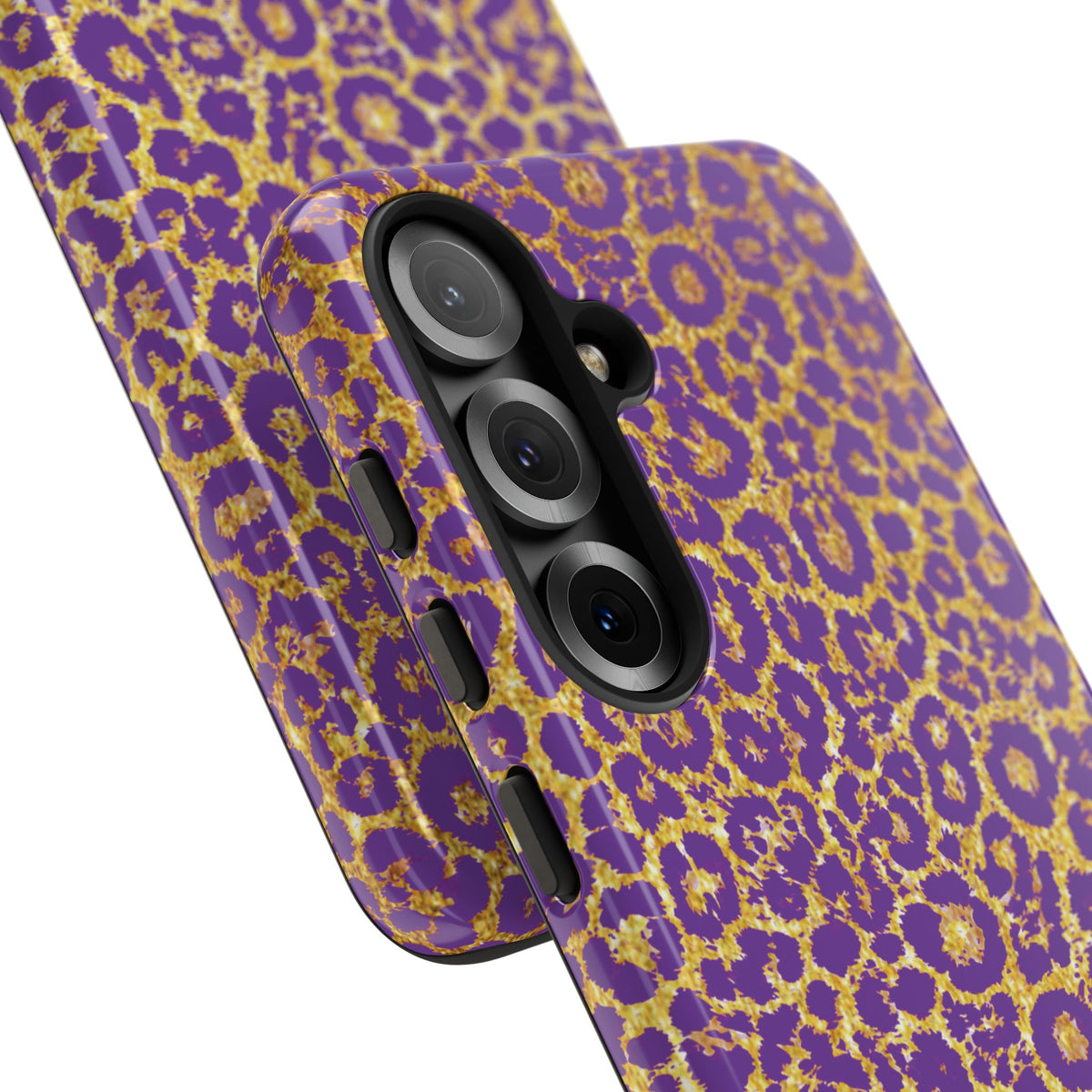 Purple Gold Leopard Tough Phone Case for iPhone, Galaxy, or Google Pixel