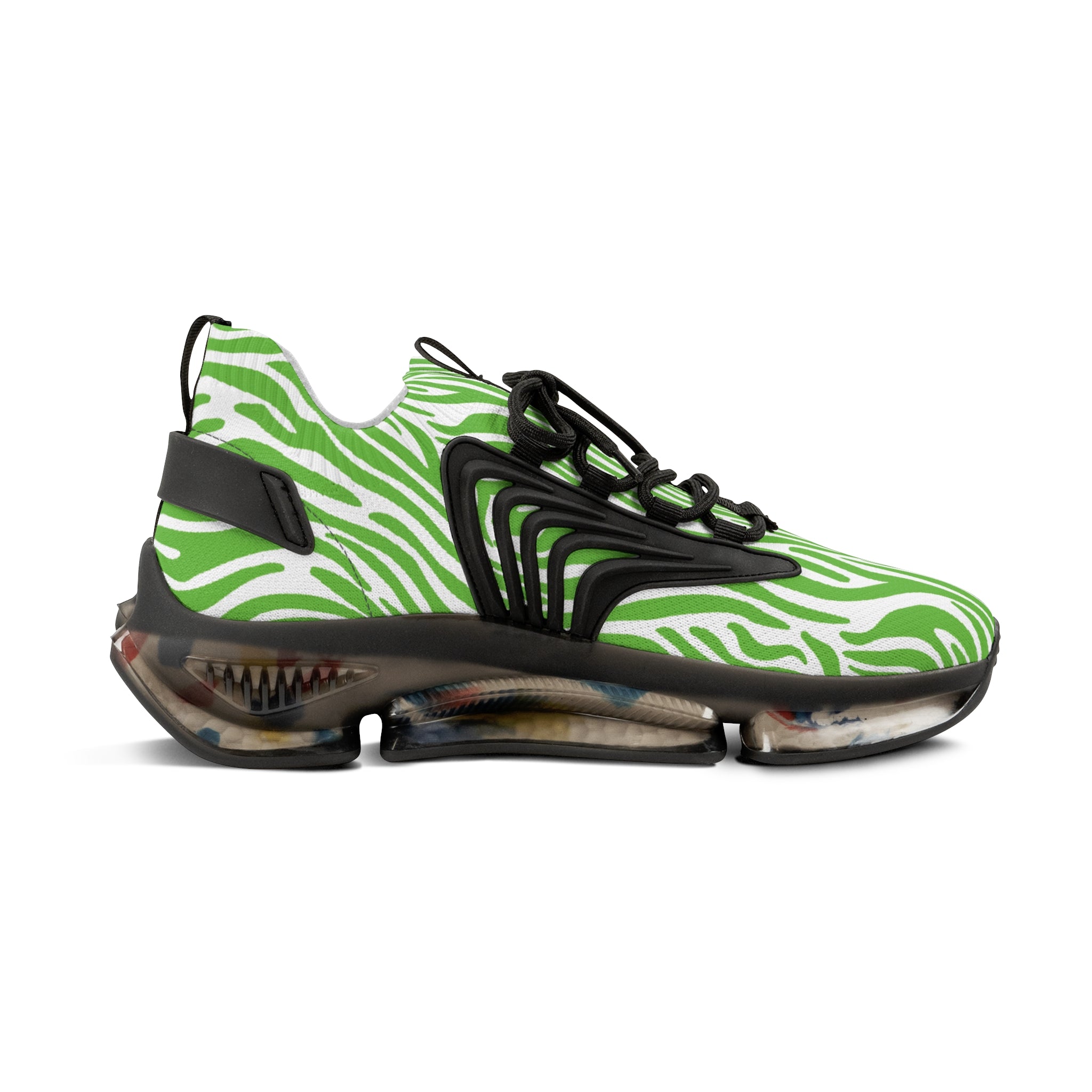 Neon Green Zebra Men's Mesh Sneakers