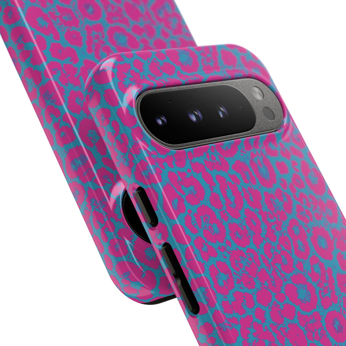 Pink Blue Leopard Tough Phone Case iPhone, Galaxy, or Google Pixel