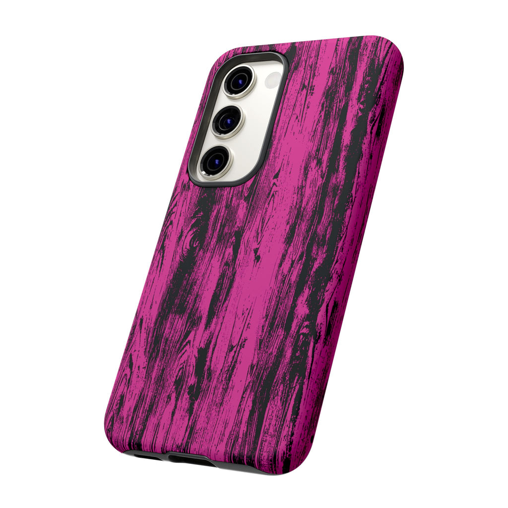 Hot Pink wood print Design Tough Phone Case for iPhone, Galaxy, or Google Pixel