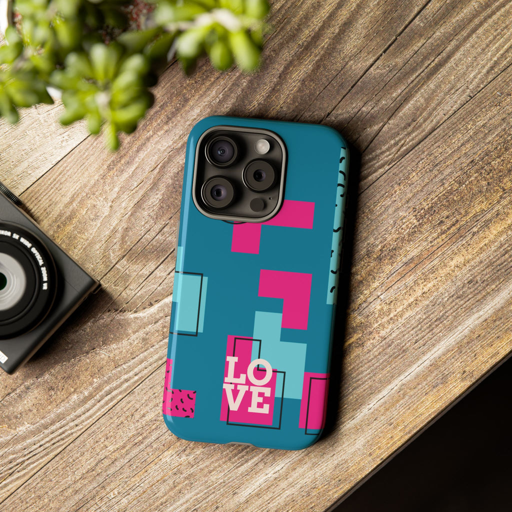 LOVE Teal Green Tough Phone Case for iPhone, Galaxy, or Google Pixel