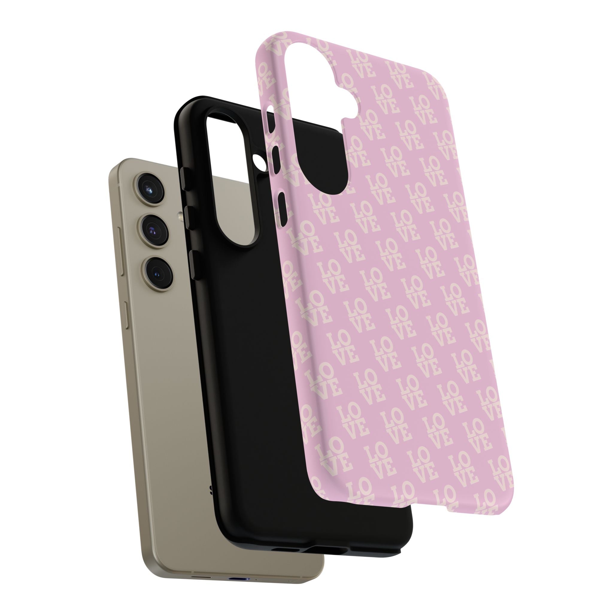 LOVE Pink Tough Phone Case for iPhone, Galaxy, or Google Pixel