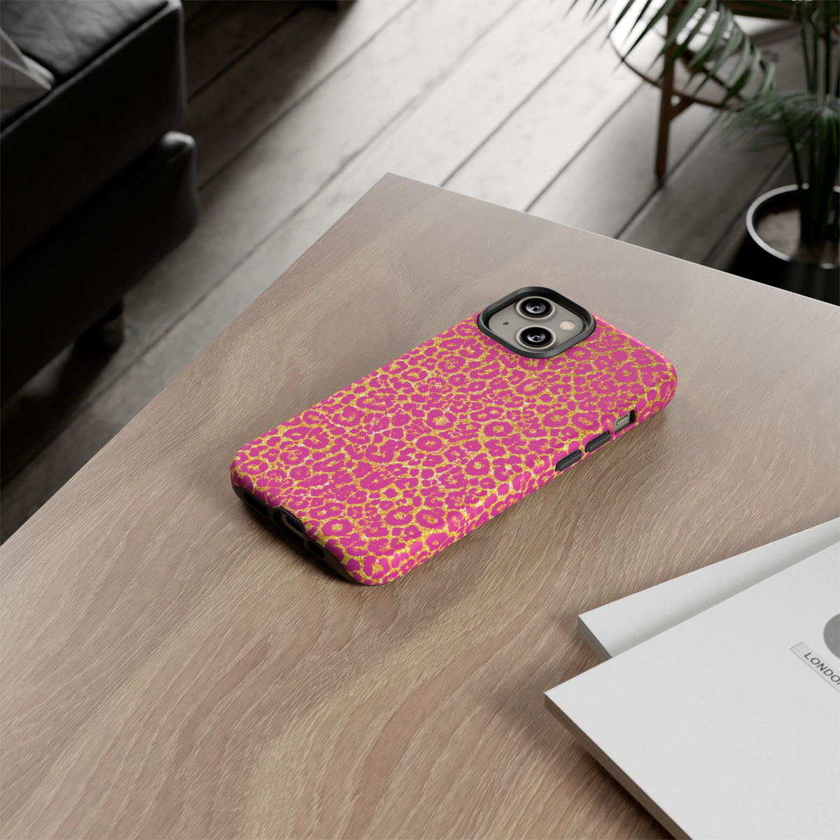 Pink Gold Leopard Tough Case for iPhone, Galaxy, or Google Pixel