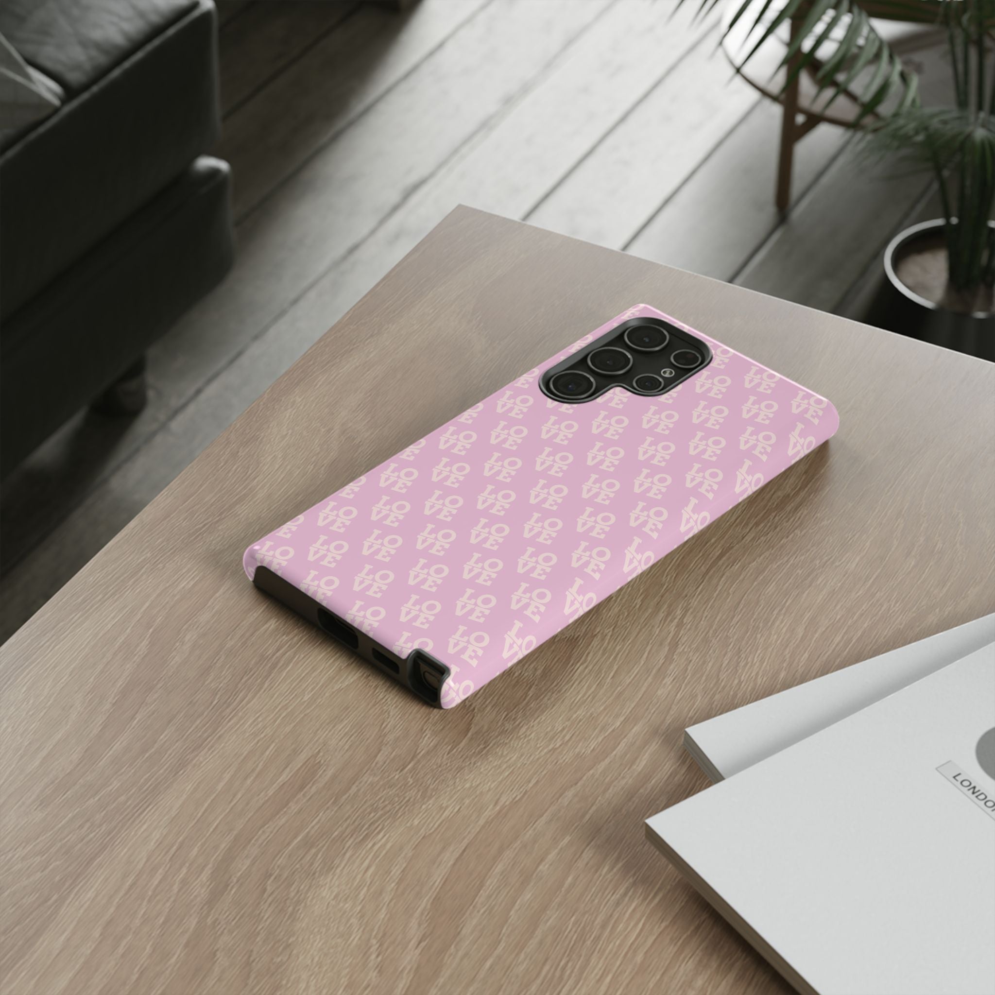 LOVE Pink Tough Phone Case for iPhone, Galaxy, or Google Pixel