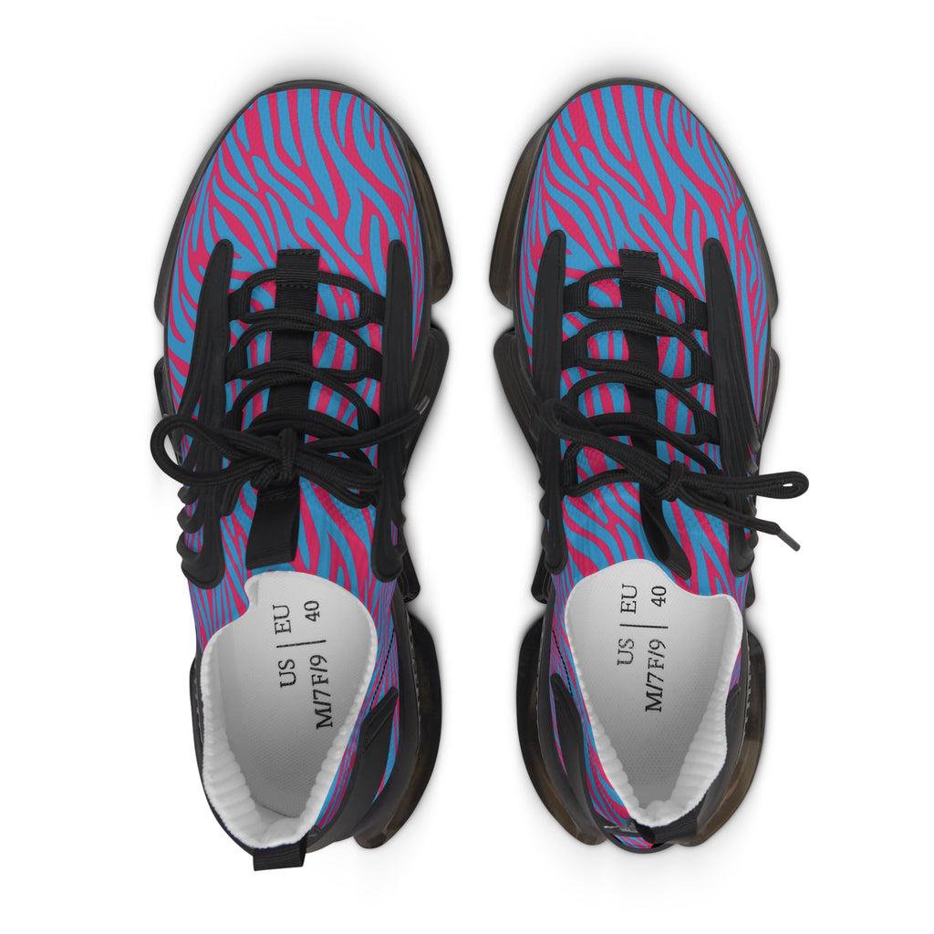 Blue Pink Zebra Women's Mesh Sneakers